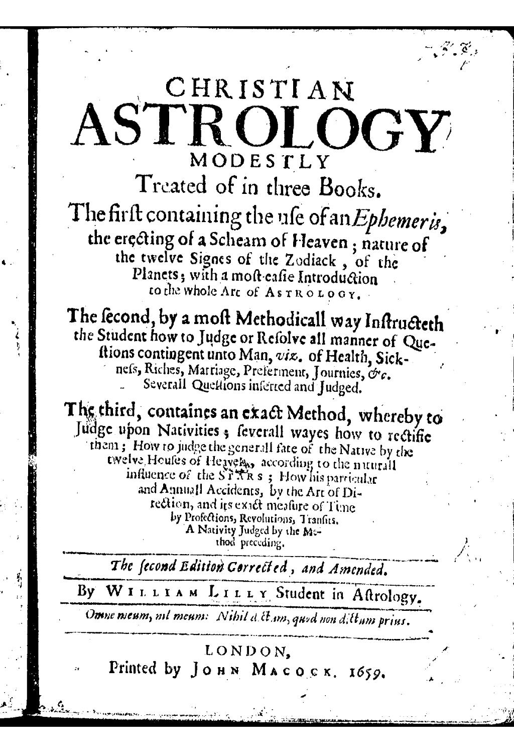 William Lilly – Christian Astrology I, II, III (1659)1