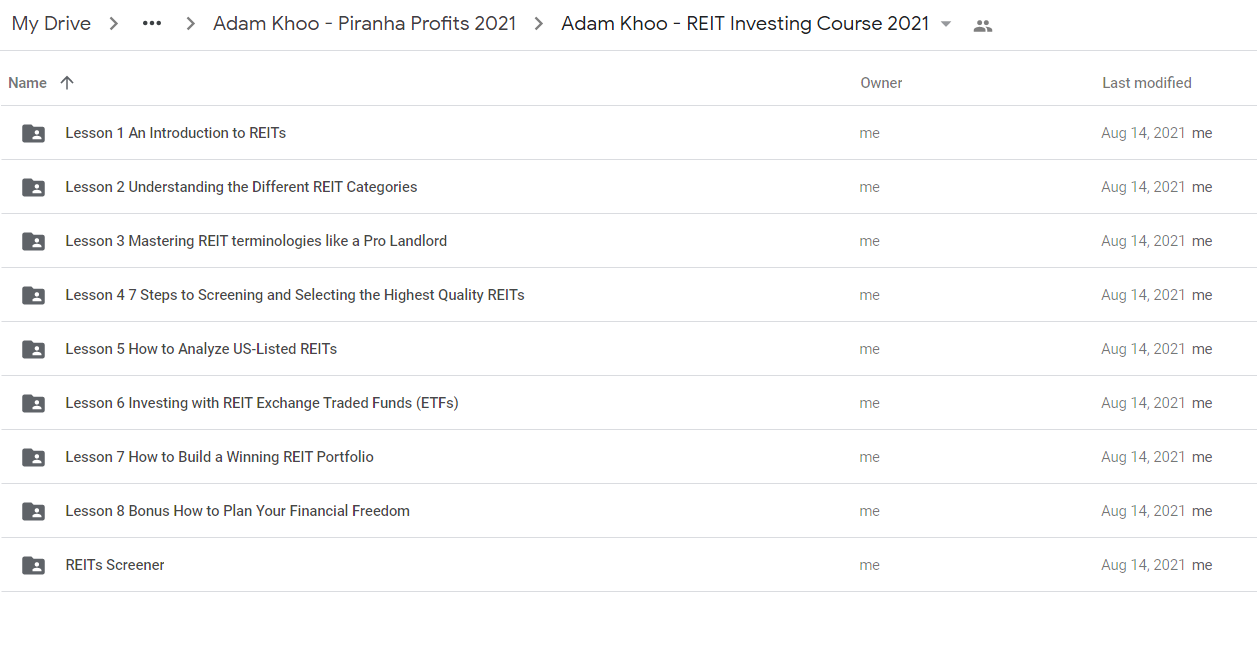 Adam Khoo - REIT Investing Course 2021