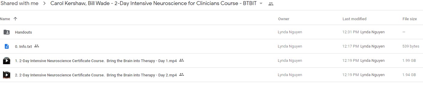 Carol Kershaw Bill Wade - 2-Day Intensive Neuroscience for Clinicians CourseBring the Brain into Therapy