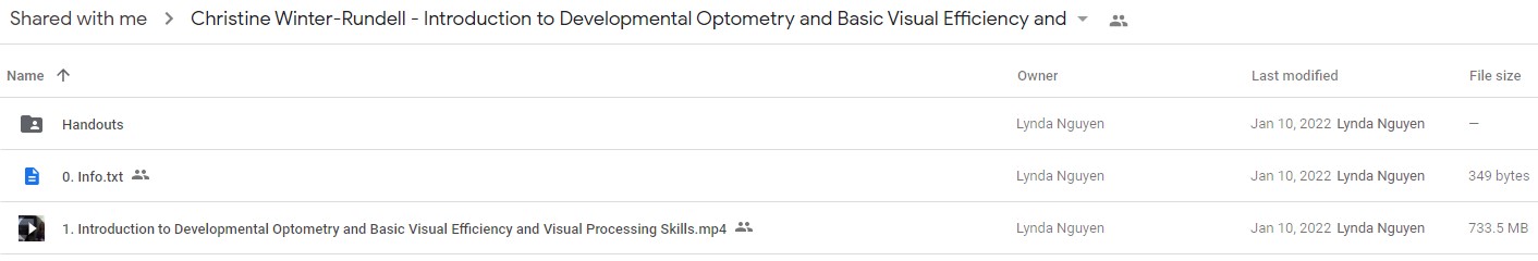 Christine Winter-Rundell - Introduction to Developmental Optometry and Basic Visual Efficiency and Visual Processing Skills