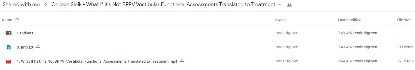 Colleen Sleik - What If It’s Not BPPVVestibular Functional Assessments Translated to Treatment