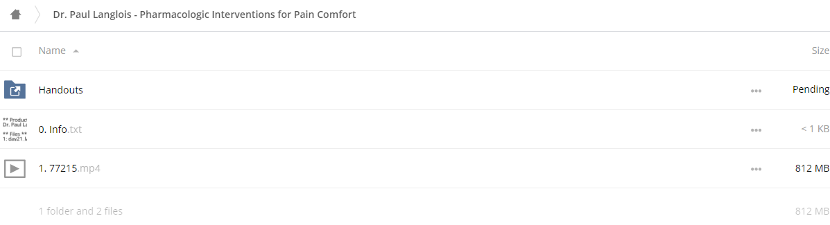 Pharmacologic Interventions for Pain & Comfort