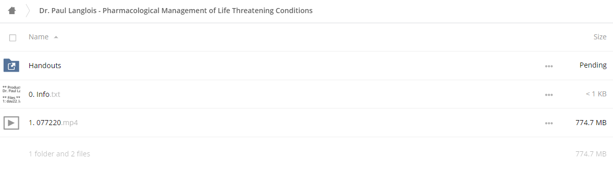 Pharmacological Management of Life Threatening Conditions