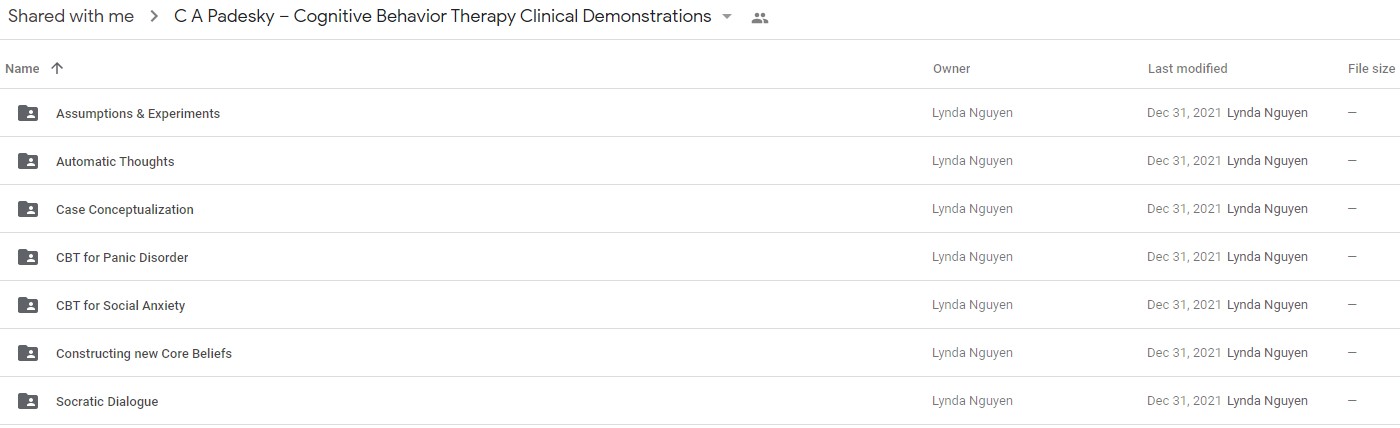 C A Padesky - Cognitive Behavior Therapy Clinical Demonstrations