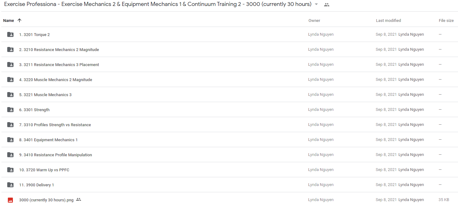  Exercise Professional – Exercise Mechanics 2 & Equipment Mechanics 1 & Continuum Training 2 – 3000 (currently 30 hours)