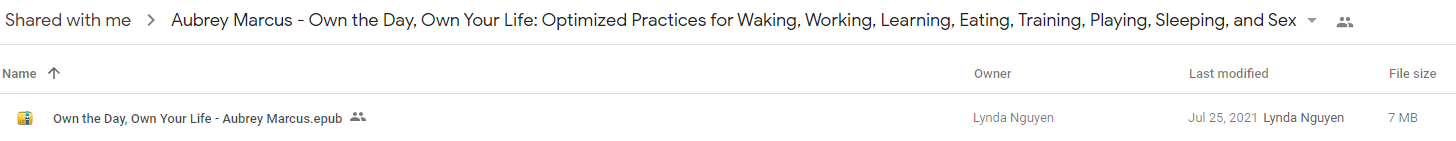  Aubrey Marcus – Own the Day, Own Your Life: Optimized Practices for Waking, Working, Learning, Eating, Training, Playing, Sleeping, and Sex