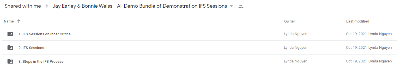  Jay Earley & Bonnie Weiss – All Demo Bundle of Demonstration IFS Sessions IFS Sessions on Inner Critics + IFS Sessions + Steps in the IFS Process